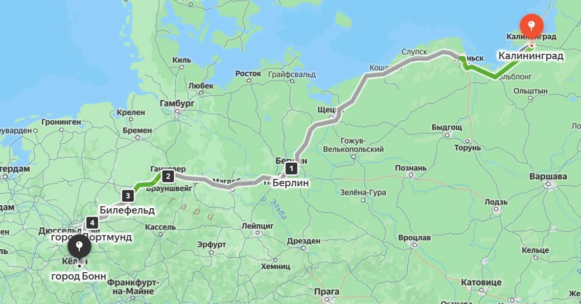 Автобусный маршрут Бонн Калининград
